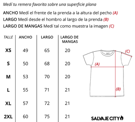 Tabla de talles remera noah fw22